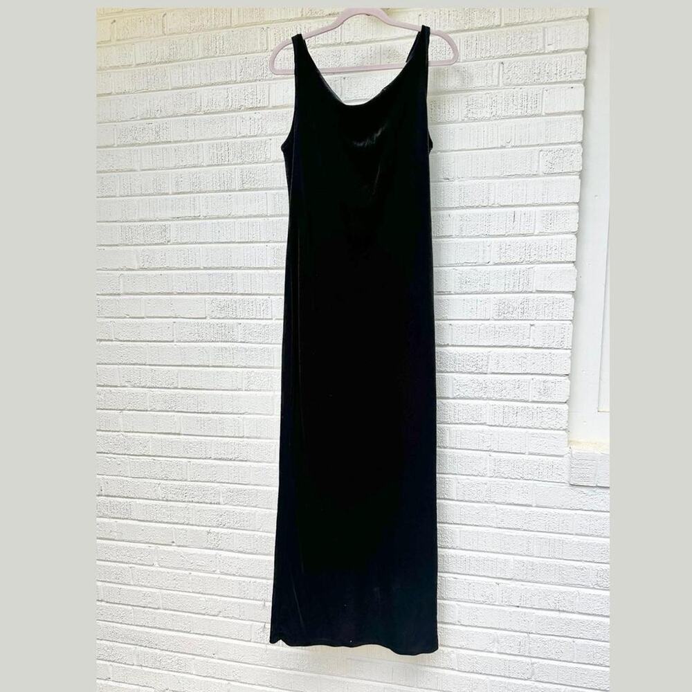 Vintage 90s Donna by Antoni & Alison Black Cowl Neck Velvet Maxi Dress